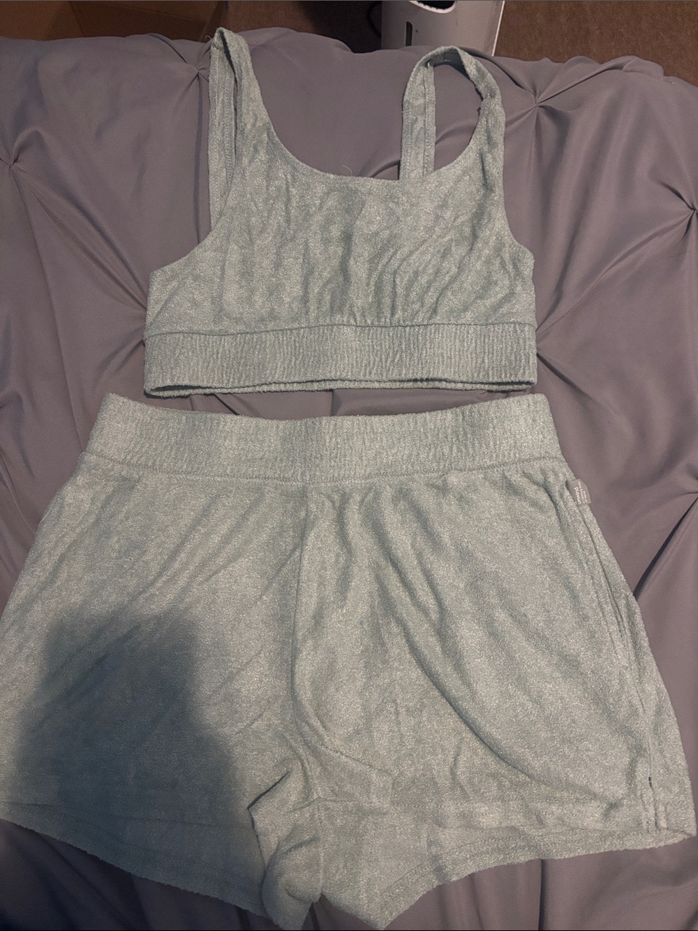 Primark Light Mint Lounge Crop Tank and Shorts Set